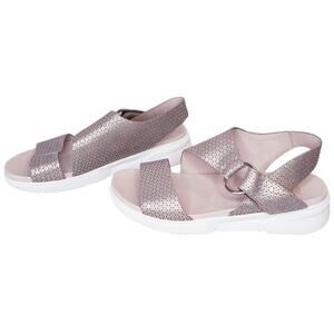 JOHNSON & MURPHY Helen Sandals in Box Gently Used Women's 9M Gold Textured Napa